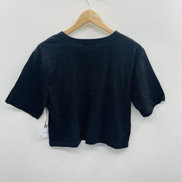 La La Land Creative Co Womens Medium Vote Tshirt Crop Top Happy Face Black 1203 - Picture 5 of 8